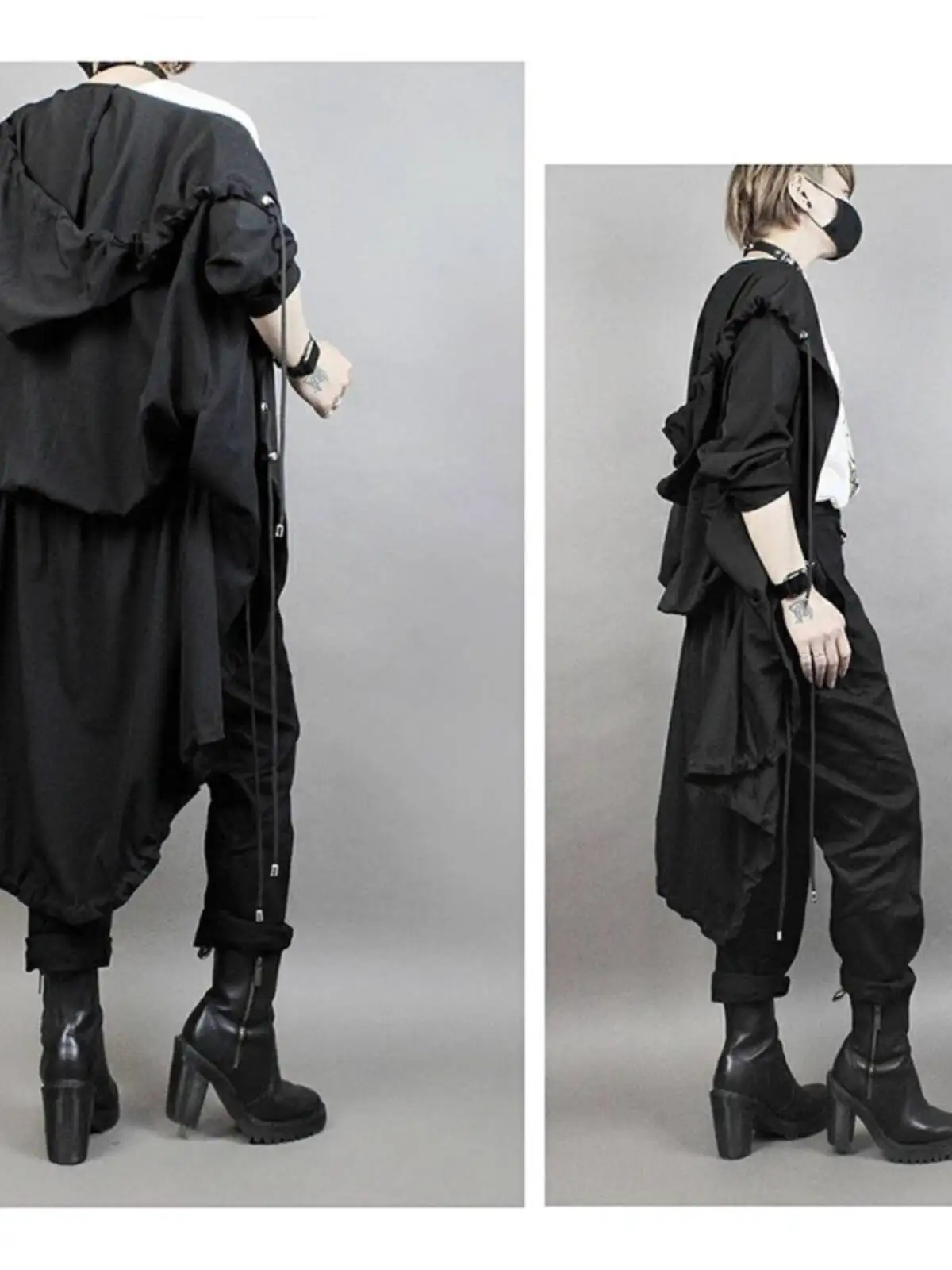 DEORART Unisex Hooded Jacket Top In Stock Japanese Harajuku Style Dark Yabi Culture Student Mid Length Coat