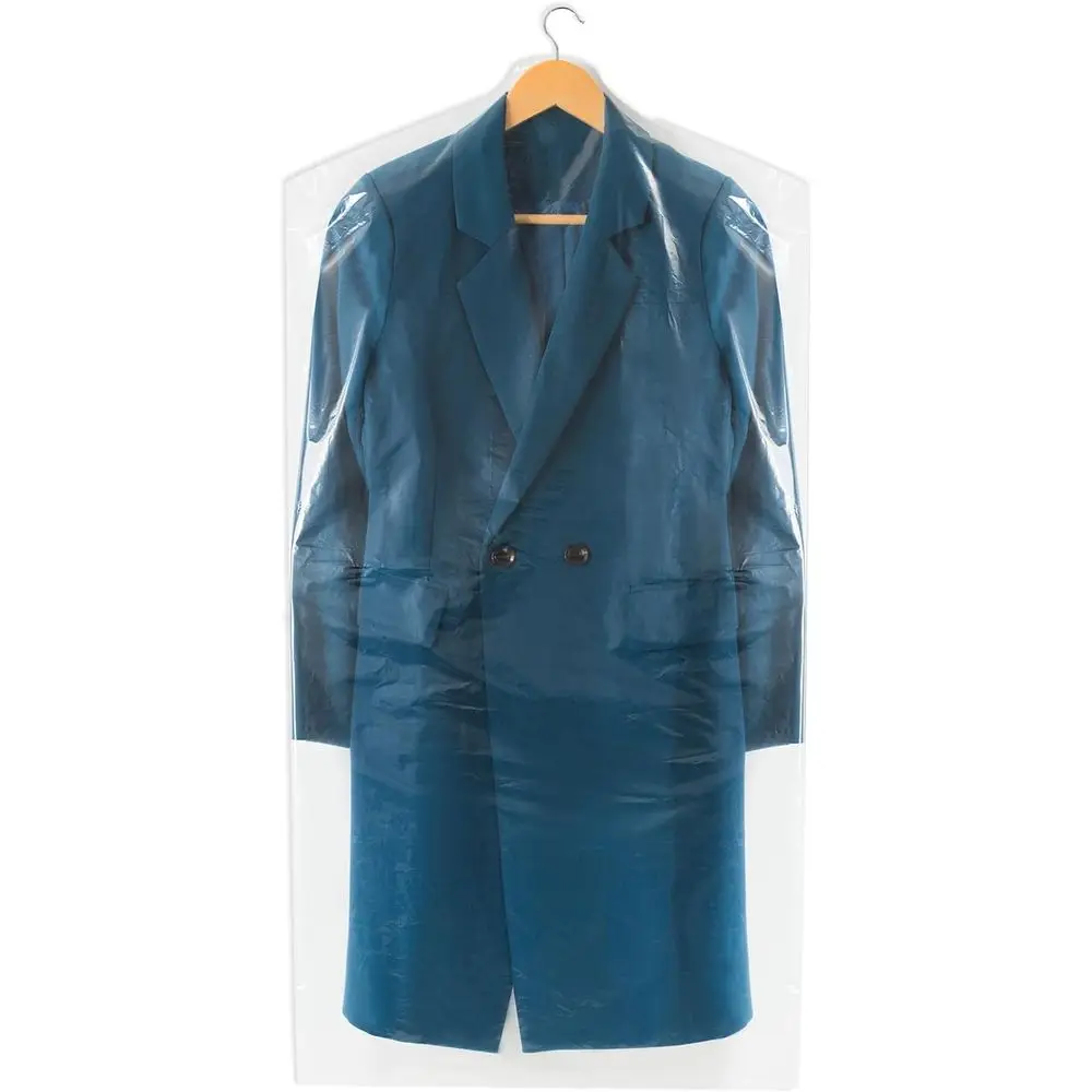 

40-Inch Clear Plastic Garment Bags - 60-Pack for Dry Cleaning, Hanging Clothes, Suits, Coats, Shirts & Pants