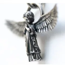 Fashion silver color guardian angel pendant necklace men and women personality angel wings prayer pendant necklace couple gift