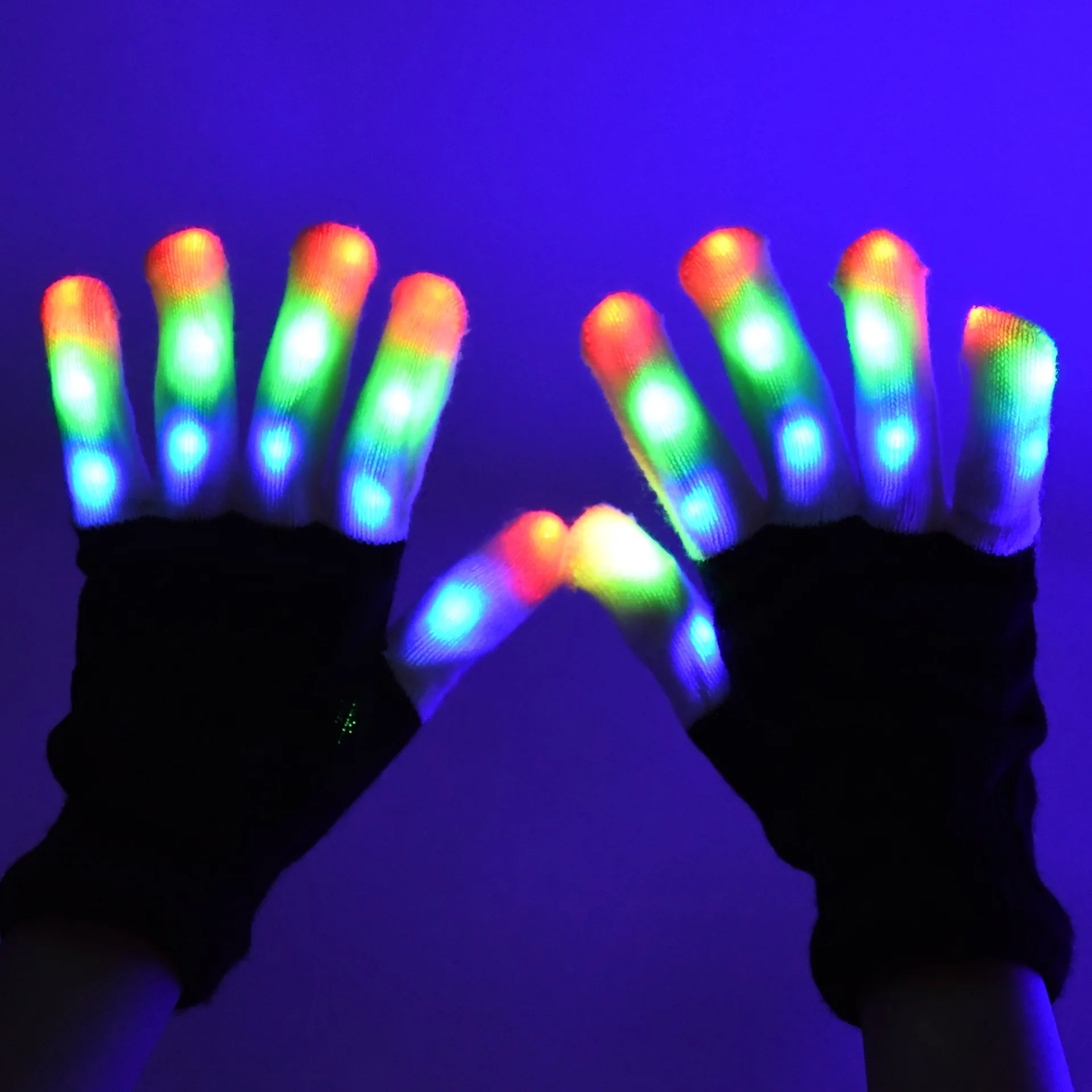 

LED Tron Dance Wear Rainbow Light Up Gloves Rave Outfit Party Glow Gloves Nightclub Bar DJ Stage Props Accessories Women Men