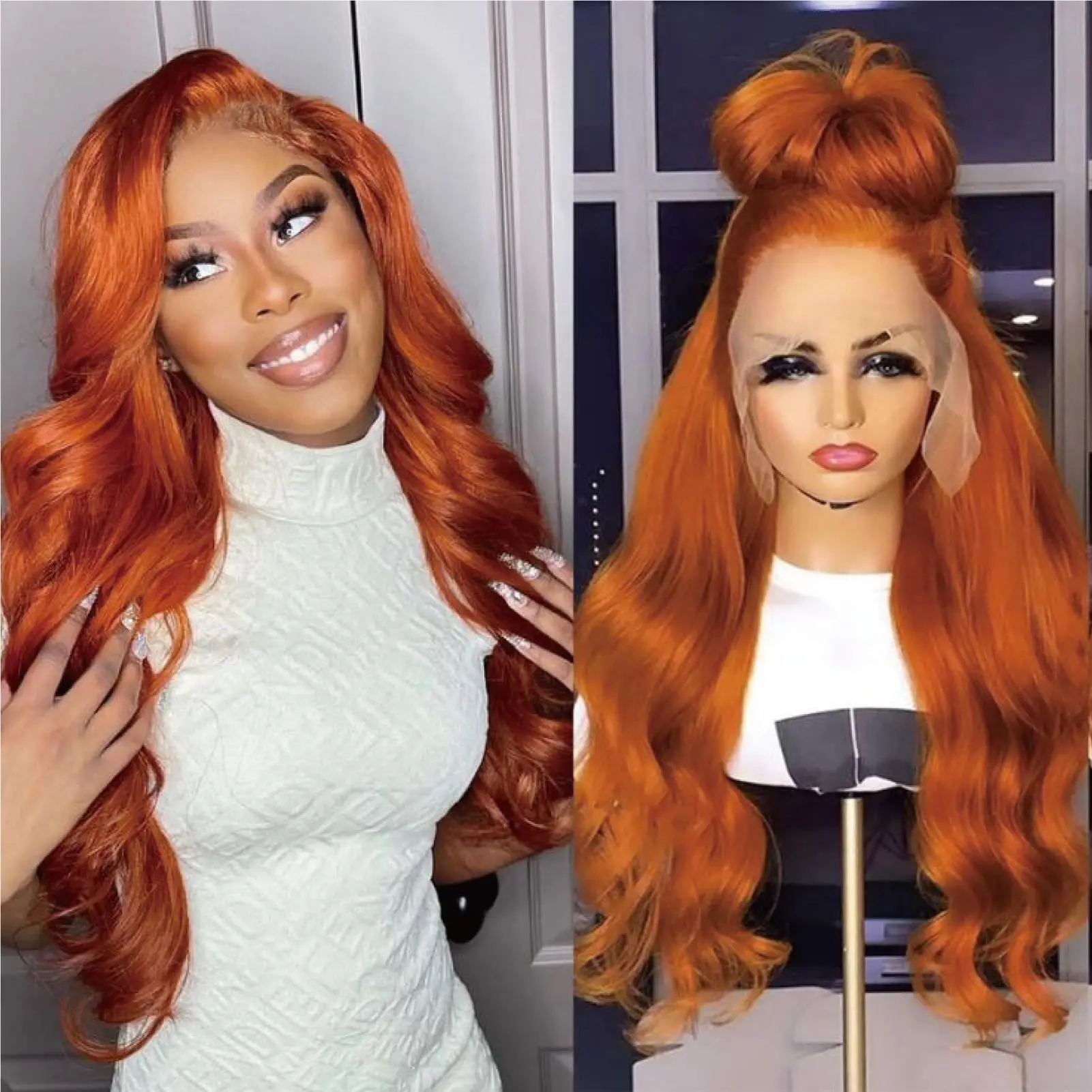 30 Inch Ginger Orange Body Wave Lace Frontal Wig HD 13x4 Lace Front Wig Glueless Lace Wigs Brazilians Human Hair For Women