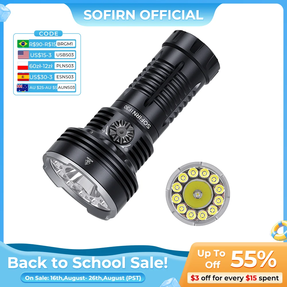 Sofirn if30 luminus sft40 led taschenlampe leistungs starke 12000lm 32650 batterie laterne usb c wiederauf ladbare lampe outdoor camping licht