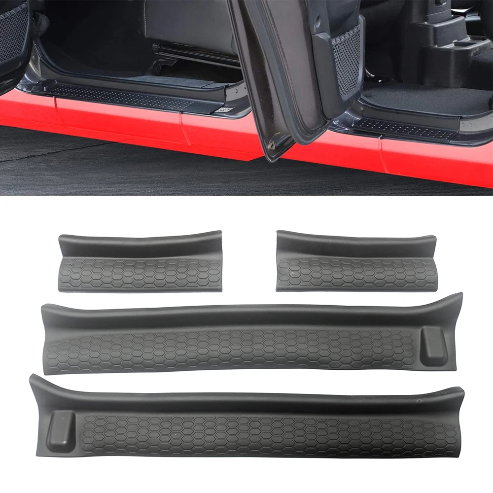 Rubber Car Door Plate Cover for Jeep Wrangler JL Gladiator JT 4-Door 2018-2022 Entry Guards Door Sill Plate Protector Accessory