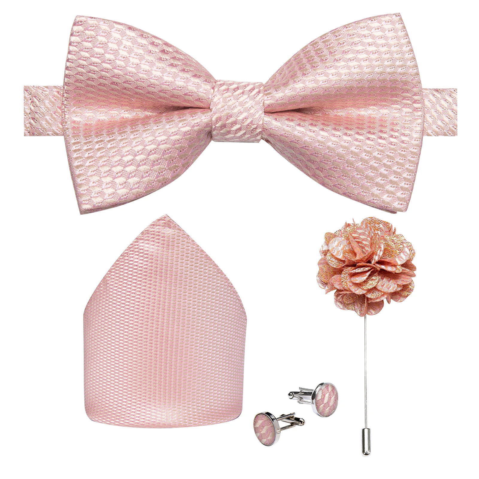 Hochzeitsfliege für Herren, klassisch rot, vorgebundene Fliege, Manschettenknöpfe, Ansteckblume, Set für Partys, Schmetterlingsknoten, Geschenk, Herren-Accessoires – Detail 21