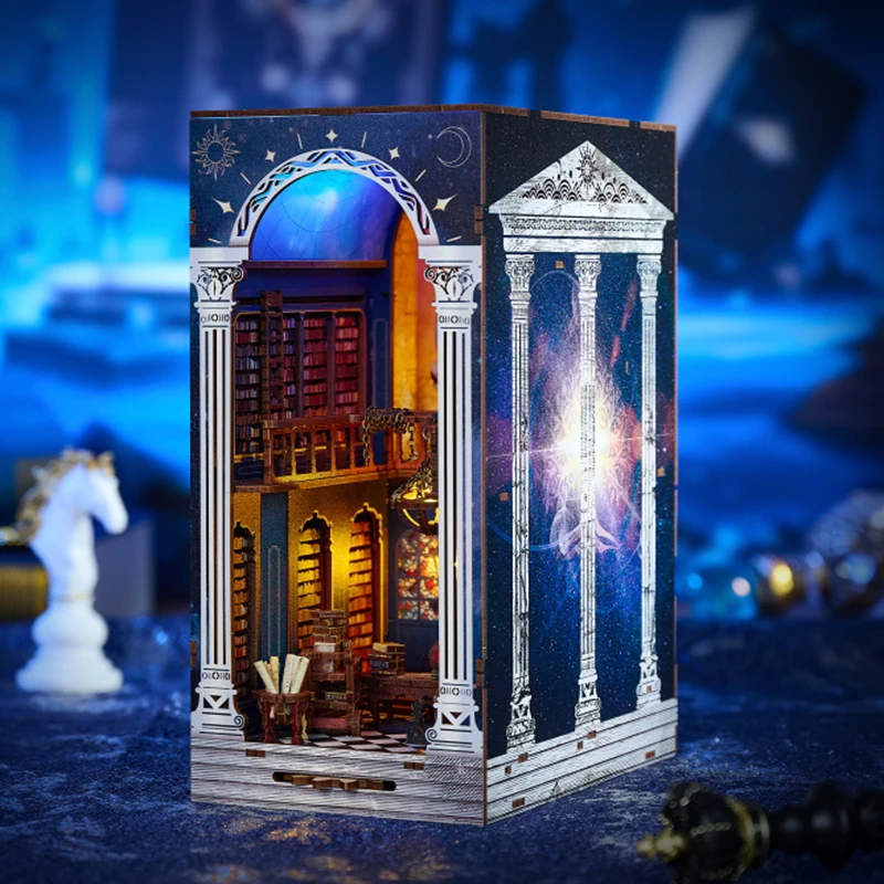 

DIY Wooden Doll Houses Book Nook Shelf Insert Kit Miniature Assembly Dollhouse Bookshelf With Furniture Toys For Christmas Gift