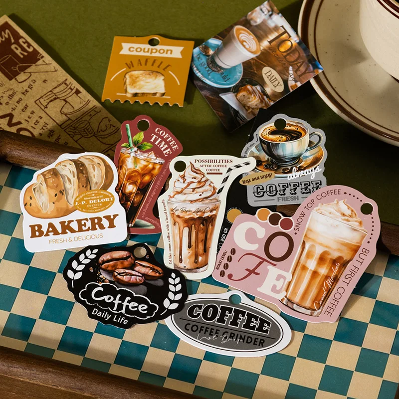 30 قطعة/1 مجموعة ملصقات قصاصات Kawaii مفتوحة مقهى غير المرغوب فيه مجلة الذهب مخطط القرطاسية الزخرفية #1