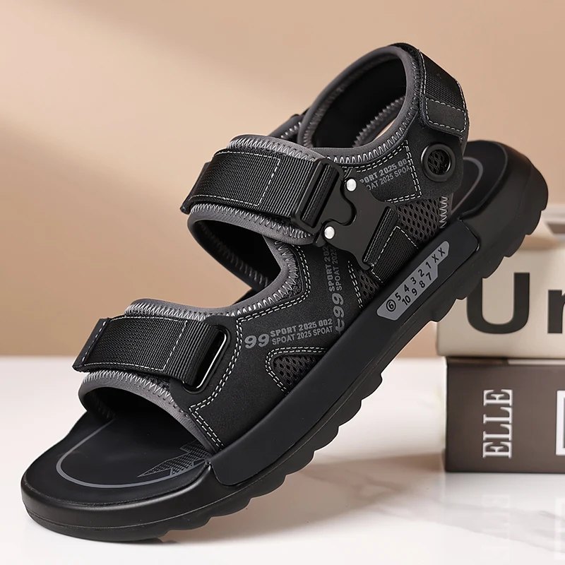 2026 Summer New Men's Comfortable Soft Soled Casual Sandals Fashionable British Style SlippersTrendy Brand Outdoor Each Shoes