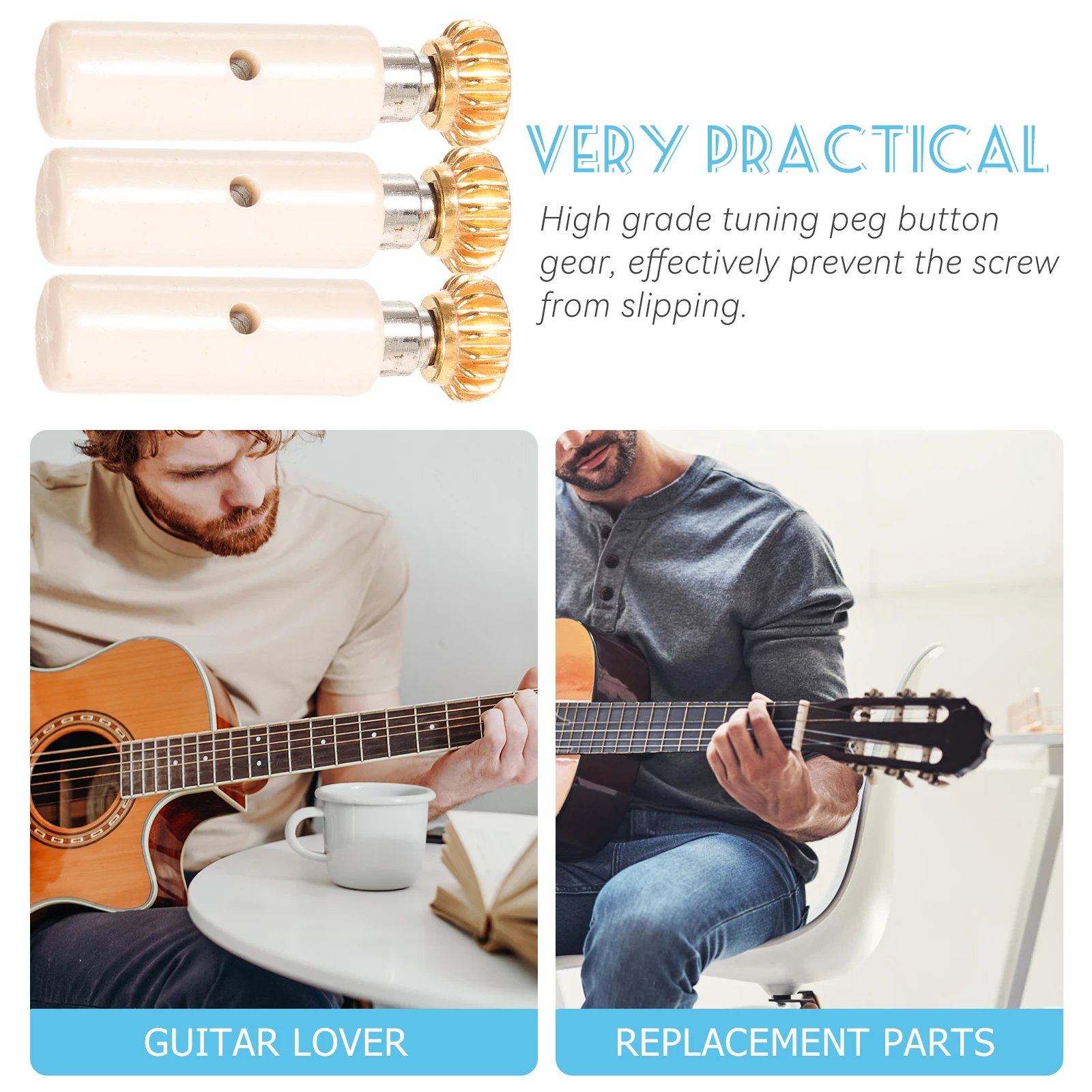 

Guitar Tuner Knobs String Acoustic Gears Small Tuners Peg Button Golden Head Parts Sturdy Pegs Electric Bass Strings Accessories