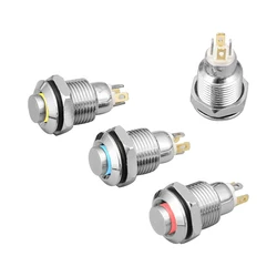 1pc 10mm Metal Push Button Switch with LED Indicator Self-reset Momentary Self-locking Latching 4pins High Head 3v5v12v24v220v