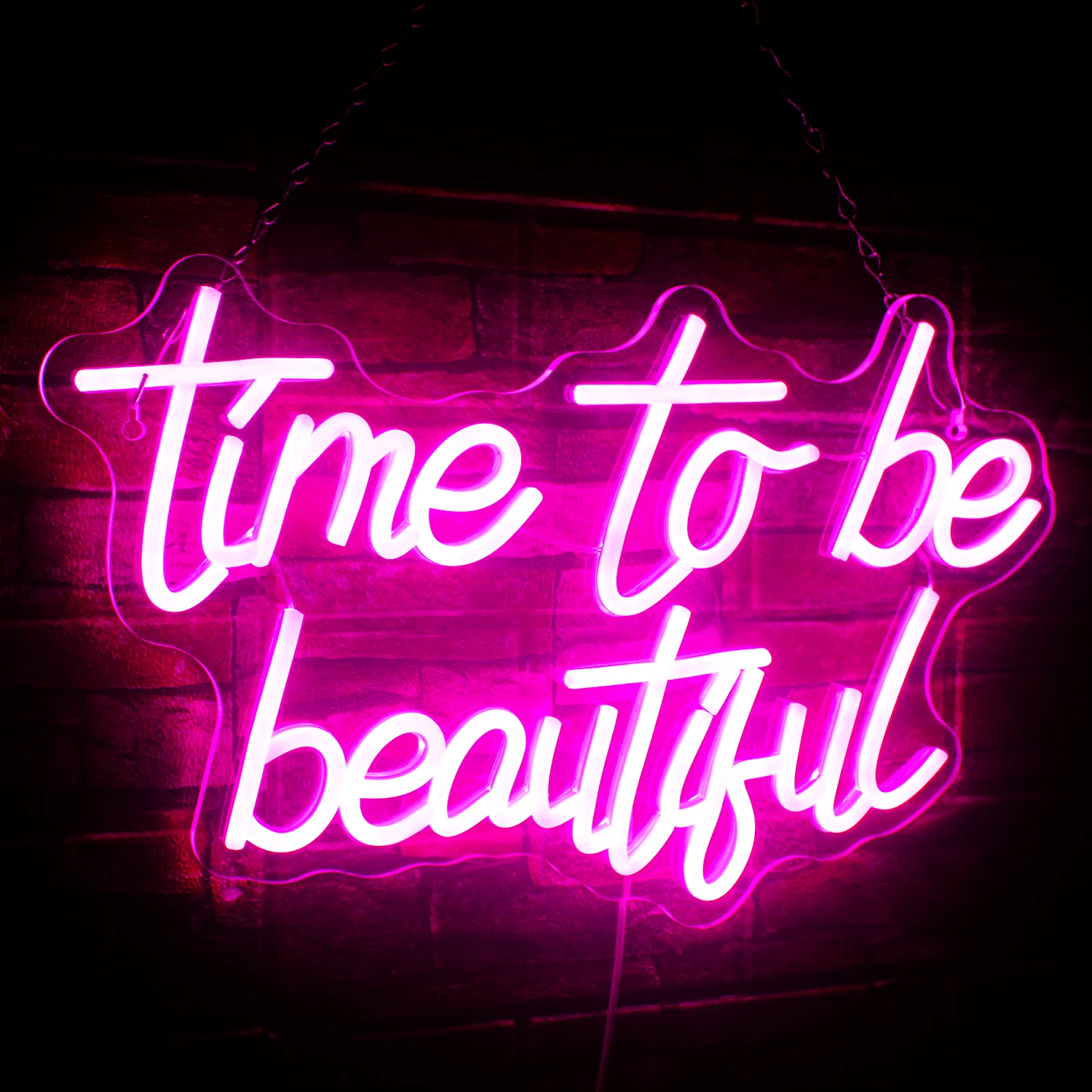 Time To Be Beautiful Neon Sign Led Light Letters Barbershop Neon Aesthetic Room Decoration For Party Beauty Salon Shop Wall Lamp