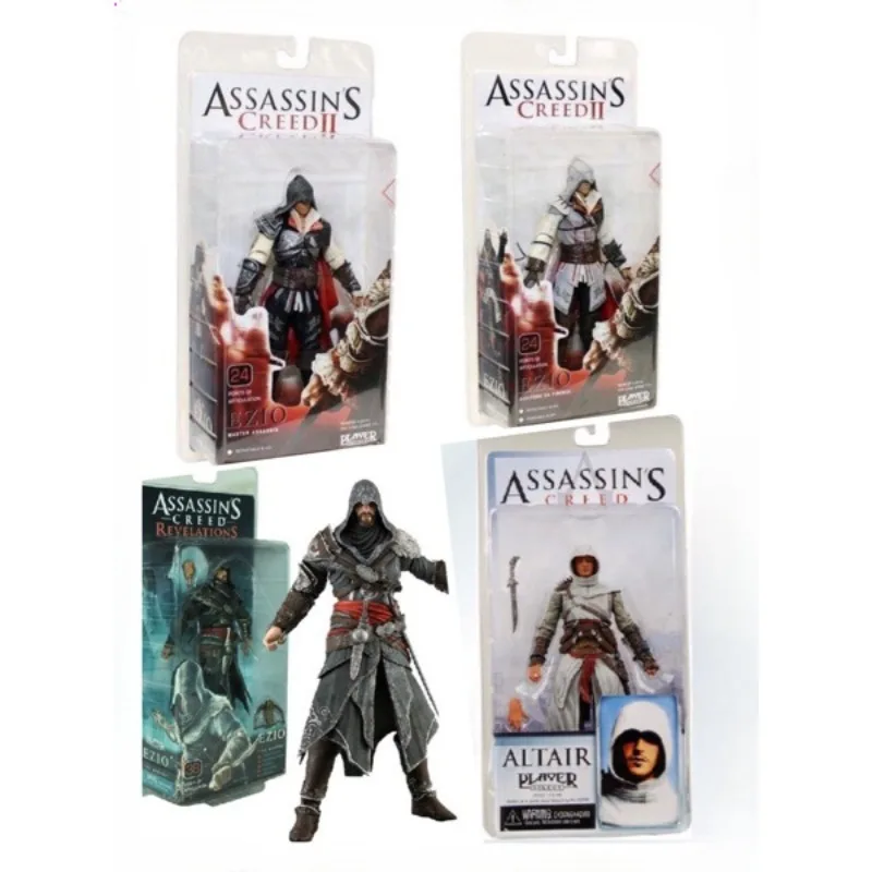 

Фигурки героев игры NECA Assassin's Creed, альтайр, белое плакированное лицо, убийца Эзио, знаменитости, экшн-фигурки, куклы, игрушки, коллекционные украшения