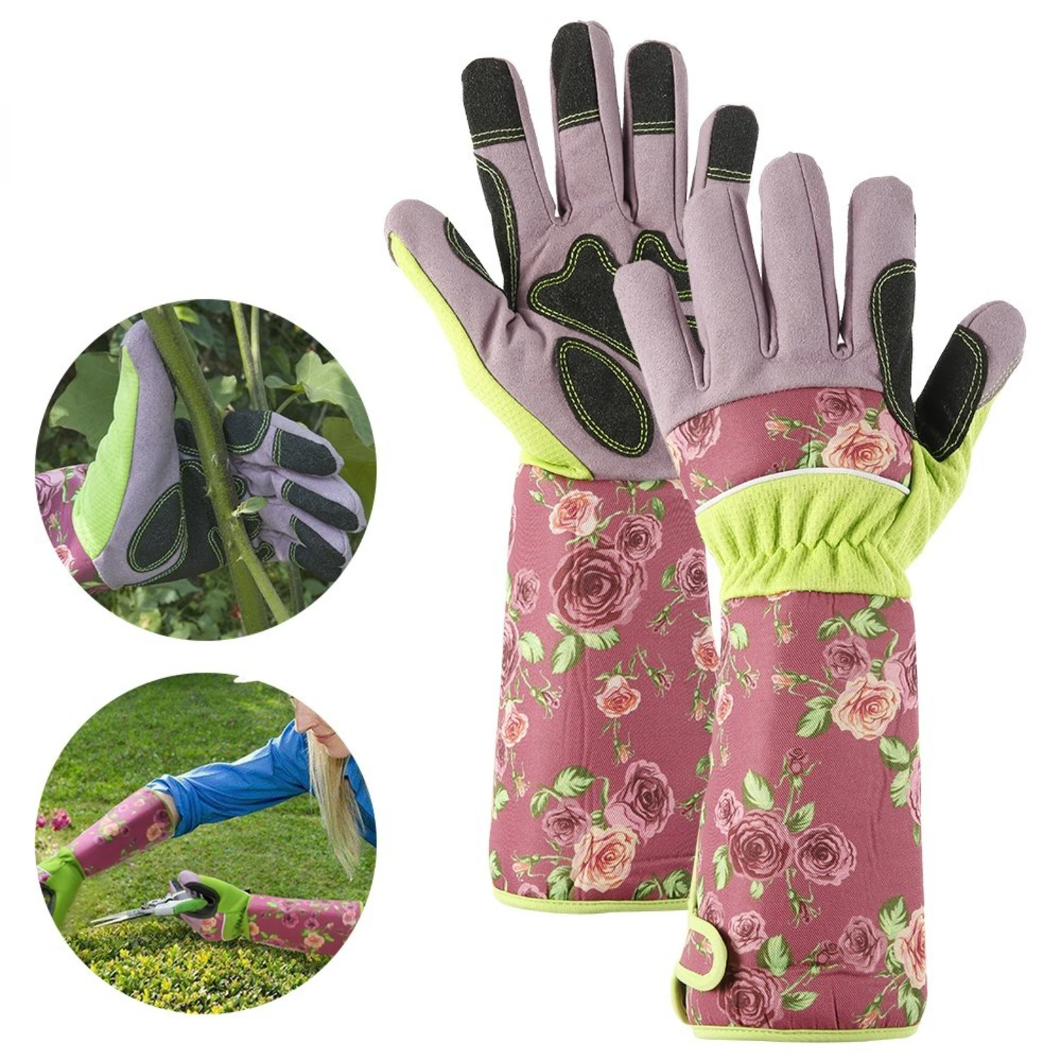 Elbow Protective Thorn Proof Ladies Garden Gauntlet with Long Sleeves Long Gardening Gloves for Women