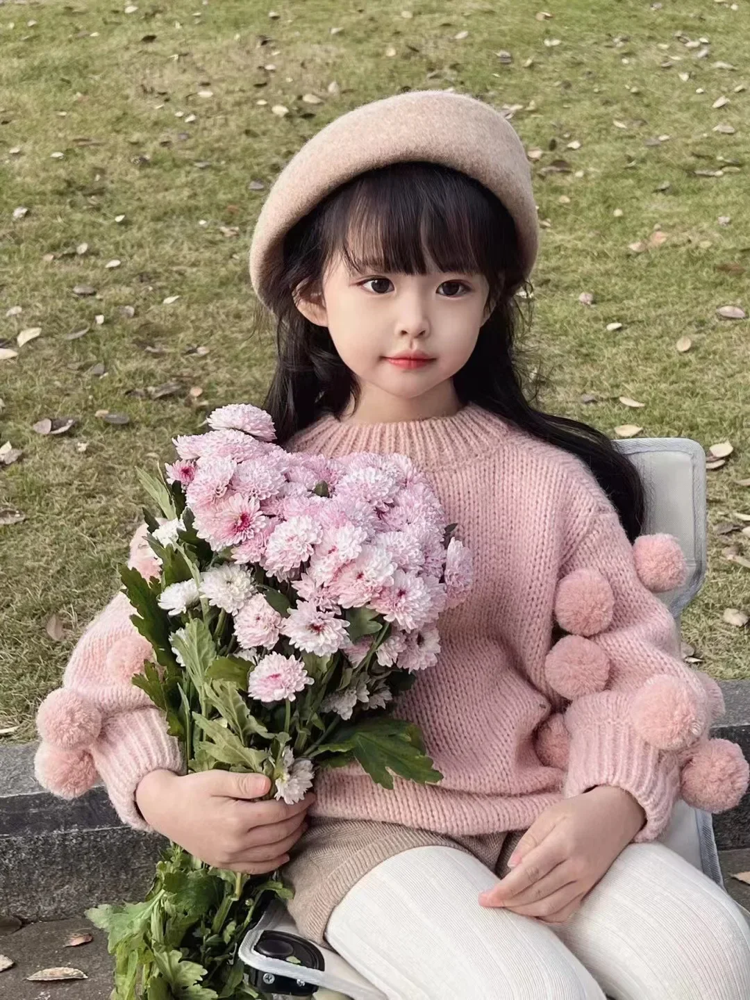 Girls Korean Winter New Cute Ball New Year Sweater Children Warm Thickened Pink Sweater suéter 스웨터 свитер セーター ملابس اطفال