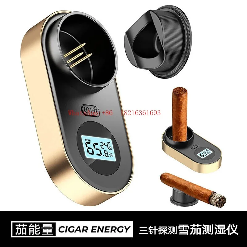Cigar Temperature and Humidity Meter with Three-needle Detection, Long-lasting Dual Modes of Temperature and Humidity
