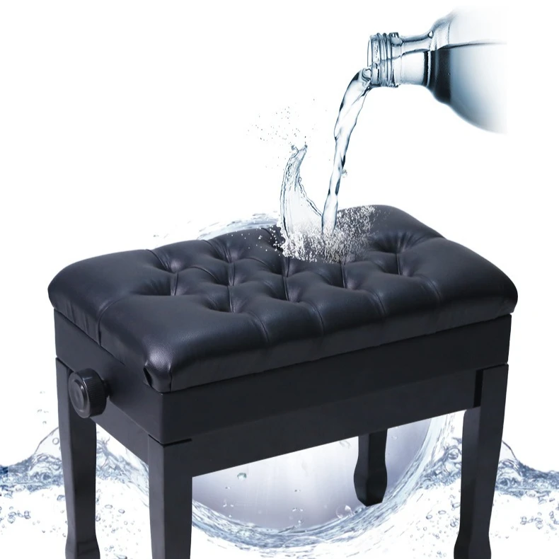 

Hooqu Wooden Piano Bench Stool Comfortable Soft Cushion Padded Adjustable Height Black