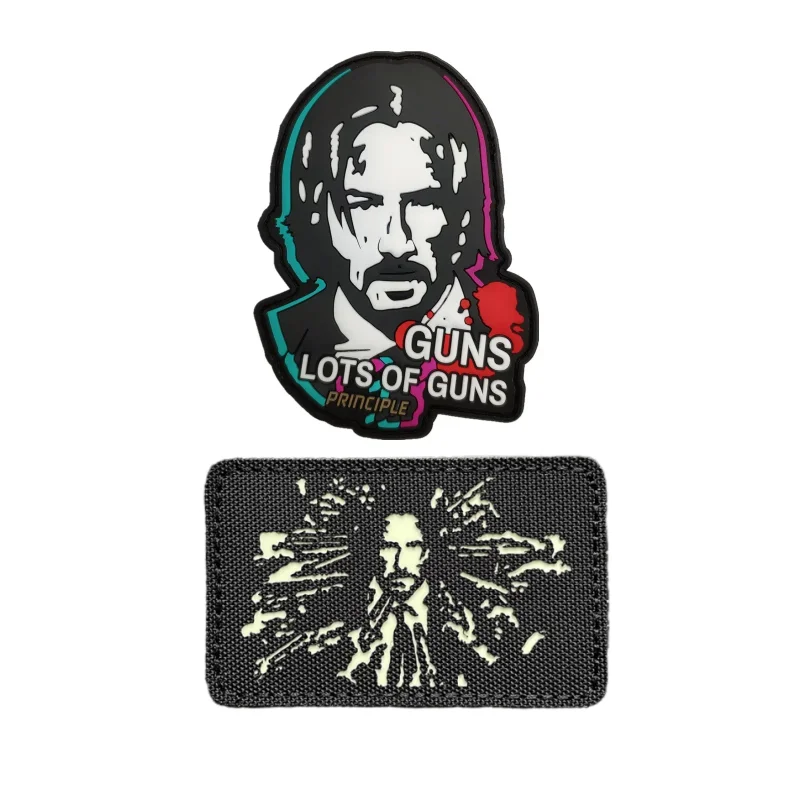 PVC Johnwick Classic Line 3D Hook & Loop Patches Reflective Armband Tactical Morale Badge for DIY Clothes Backpack Applique