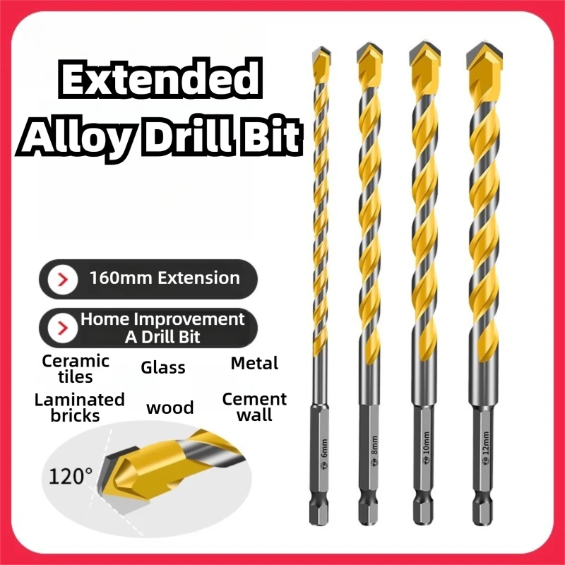 

Удлиненное шестиугольное сверло, сверла из сплава для плитки, сверла для бетона, цемента, кирпичной стены, пробивание отверстий, треугольная ручная электрическая дрель
