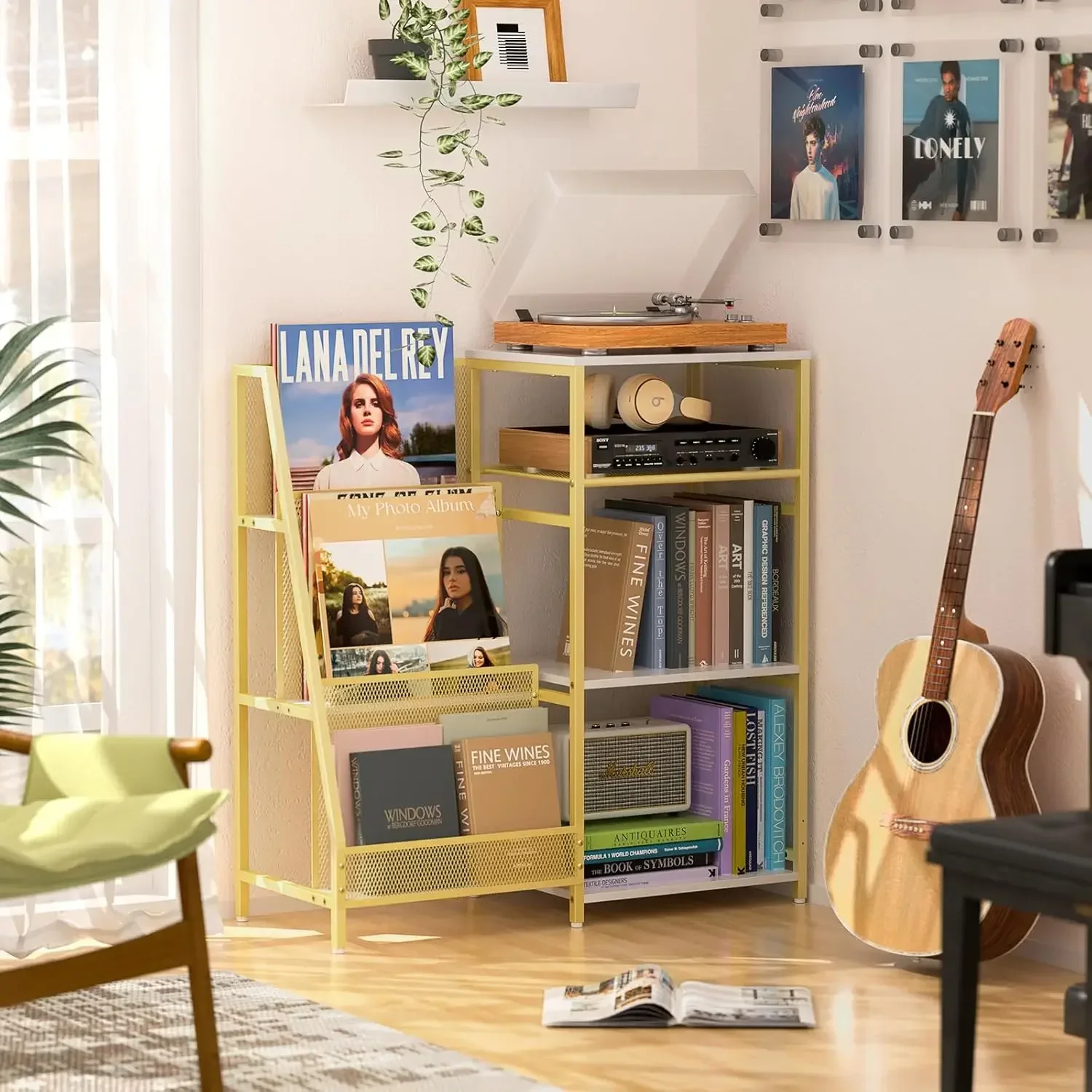 Bookshelf, Wooden Kids Bookshelf with 3-Tier Ladder Book Display Rack, Small Book Shelf Library Bookcase Storage Organiz