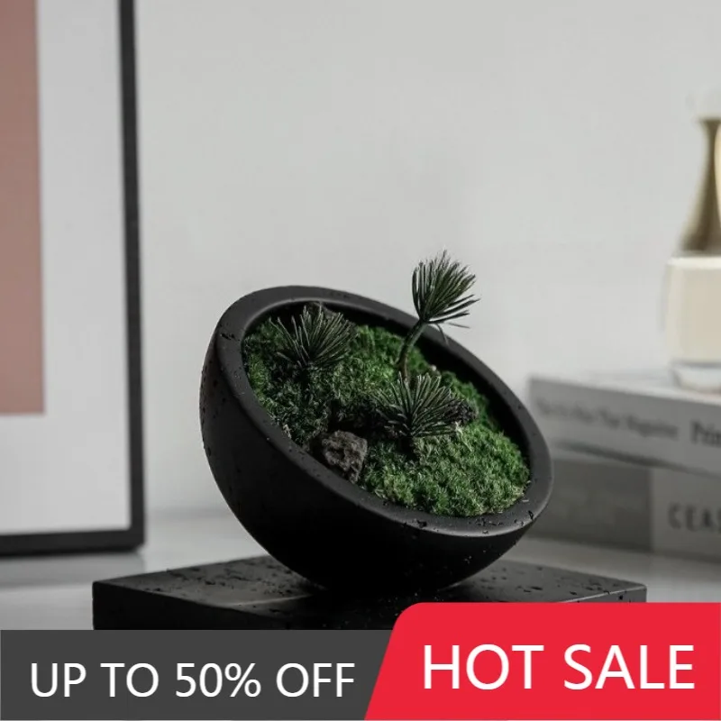 Imitation Cave Stone Flower Pot Indoor Decorative Plants Pots Modern Design Bonsai Display Bowls Desktop Flowerpot Ornaments