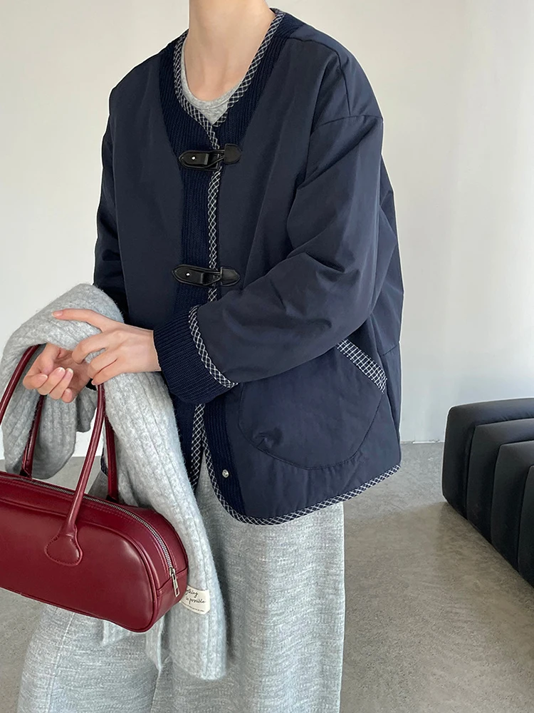 FANAN Minimalisme Katoenen jassen voor dames Ronde hals Enkele rij knopen Lange mouw Dikke warme parka Modejassen 20025 Winter Nieuw