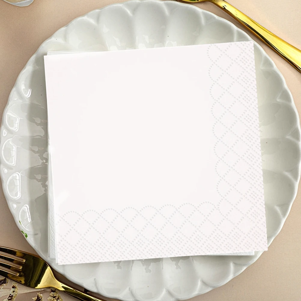 

100 Sheets Premium Paper Napkins Elegant Scalloped Design Leakproof for Parties Gatherings Home Tabletop Decor Guest Napkins