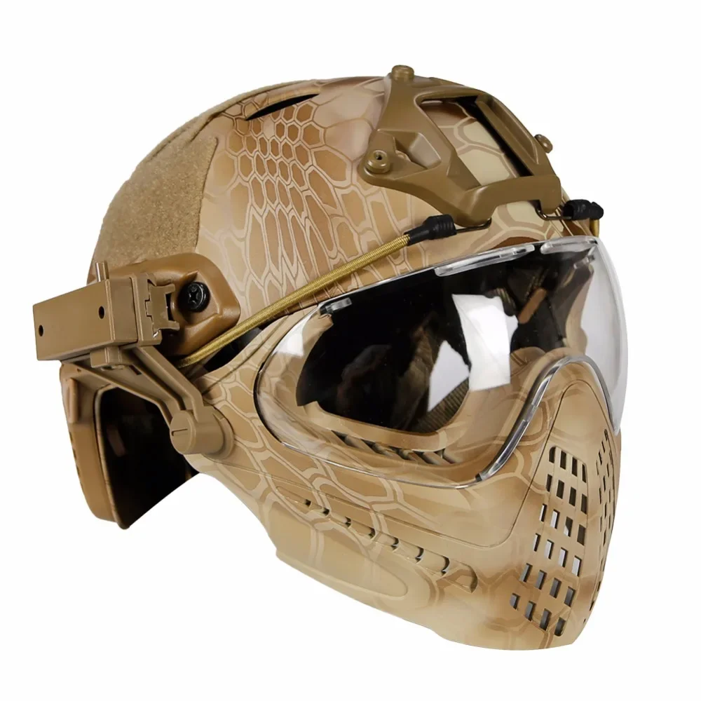 WoSporT Tactical Helmet with Mask Airsoft Paintball Overall Helmet CS Military WarGame Motorcycle Cycling Hunting Fast Helmet