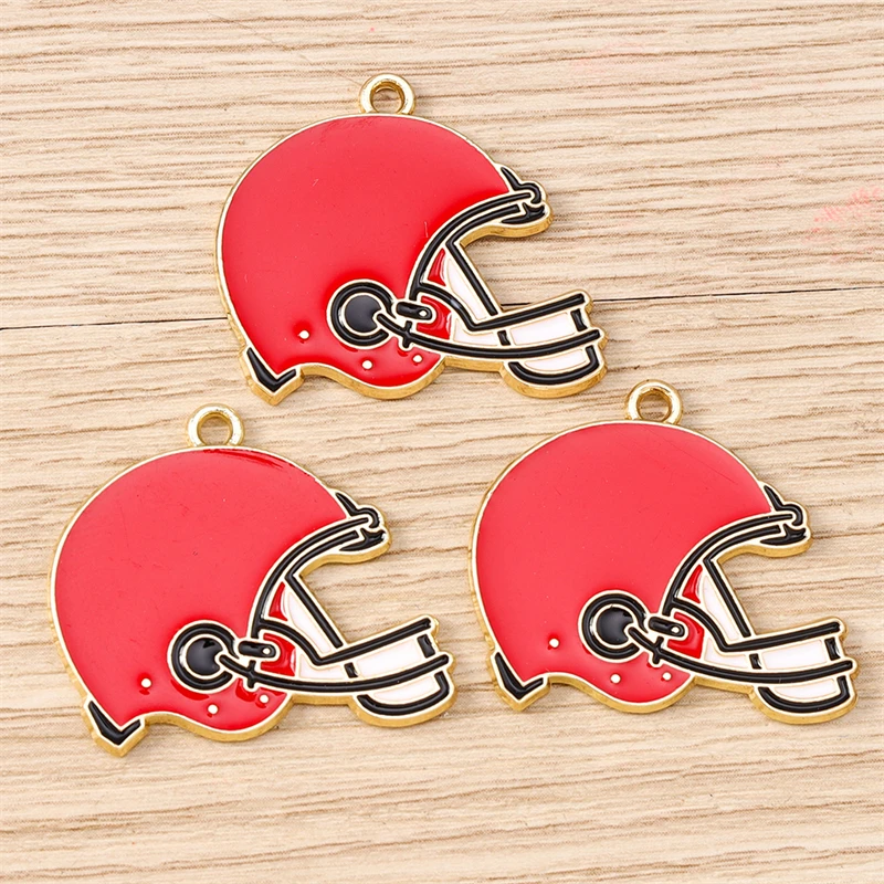 10 Stück niedliche, gemischte Emaille-Anhänger in Form von Sportartikeln, Rugby-Mützen und Fußballschuhen zum Basteln von Schmuck, Ohrringen, Halsketten und für DIY-Bastelprojekte. – Detail 13