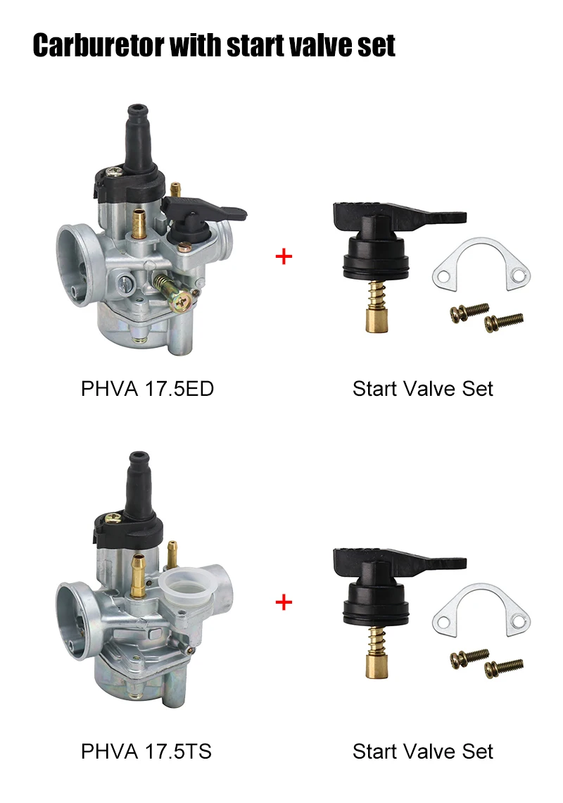 ZS MOTOS Carburetor PHVA 17.5 TS/ED R1407 With Plunger Assemble Button Starter Valve Plunger Kit Carburetor Start Damper Switch