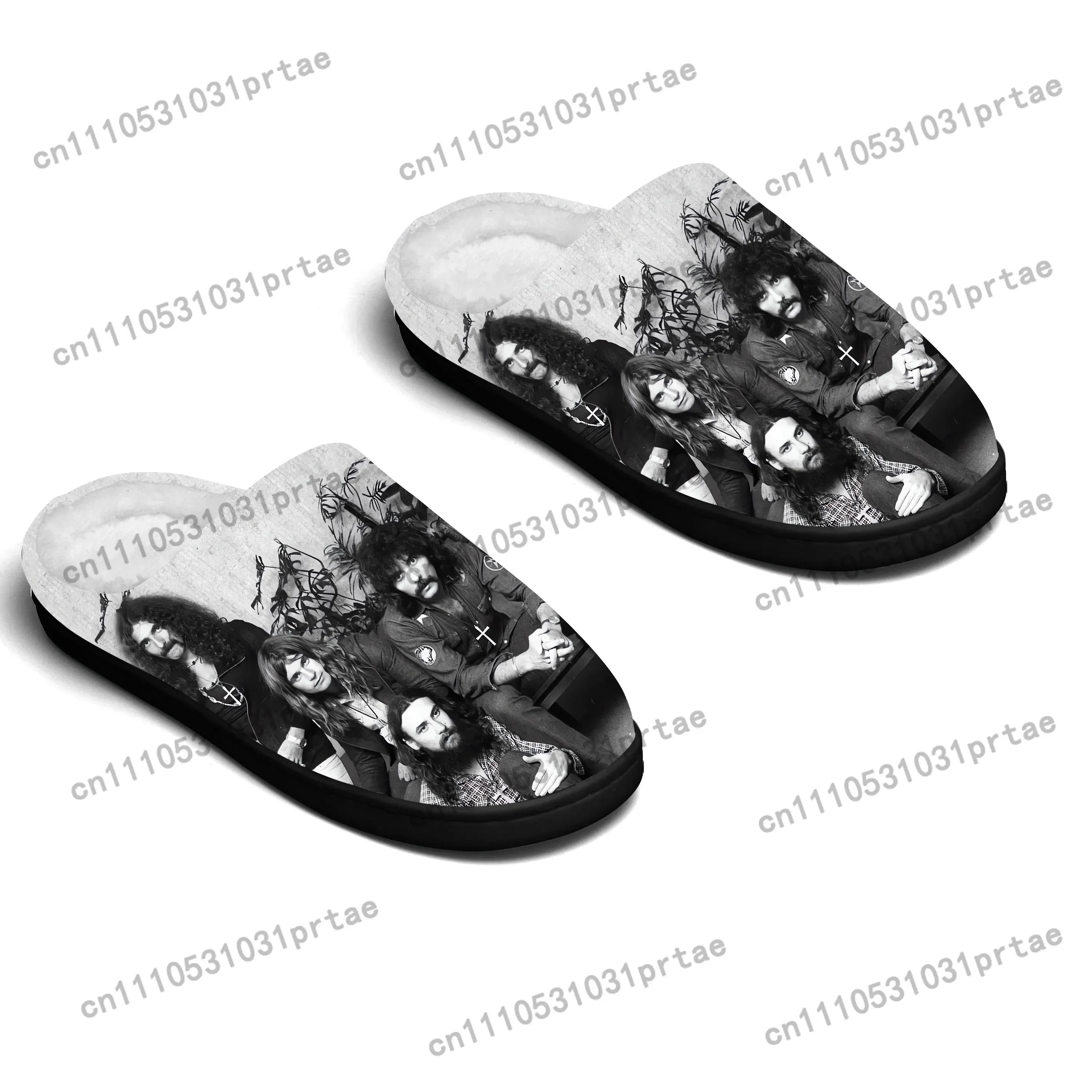 Black Heavy Metal Band Sabbath Home Cotton Slippers Mens Womens Bedroom Keep Warm Cotton Slippers SPA Slipper Custom Slipper