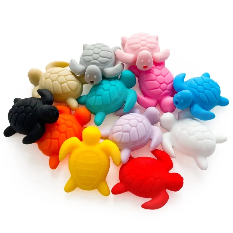 10pcs New Turtle Silicone Focal Beads Baby Teether BPA Free Chew Teeth Bead DIY Nipple Chain Jewelry Bracelets Accessories