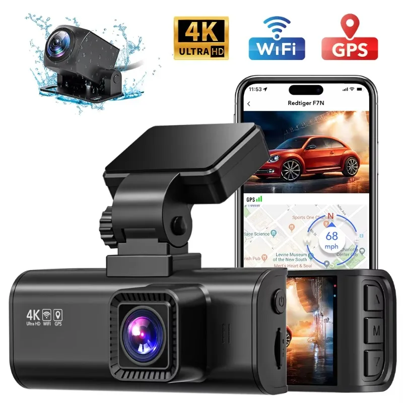 F7N WIFI GPS Support 3.16 Inch IPS 4K Dual Dash Cam Front and Rear 4K with APP for Retailer