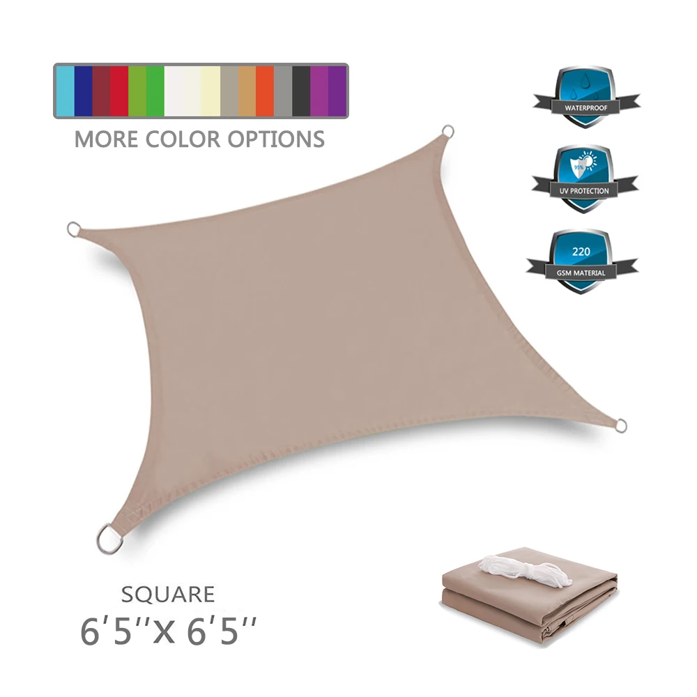 3m*5m Khaki Color Garden Backyard Polyester UV Protection Rectangle Sun Shade Sail Cloth For Party And Shade