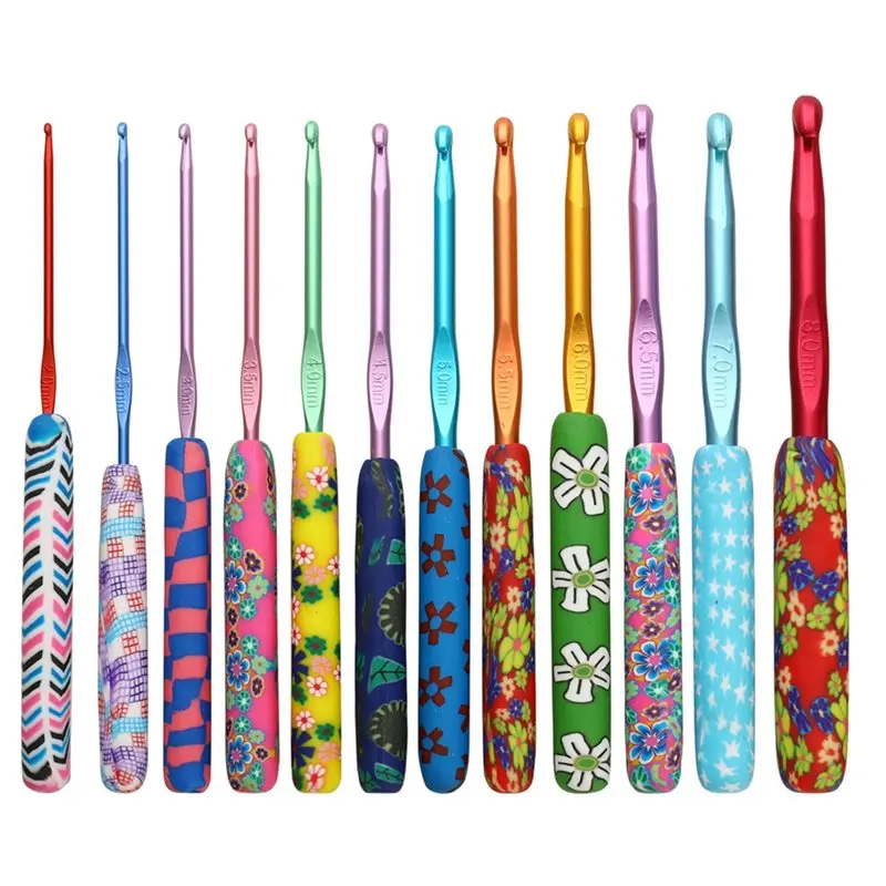 

【ADORN】Aluminum For DIY Weaving Knitting Needles, Handle Alumina Ergonomic Crochet Hooks Set