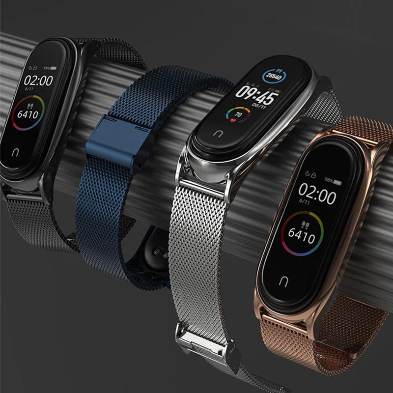 Stainless Steel Sports Strap For Xiaomi Mi Band 6 5 4 Smartwatch Bracelet Smart band Rose Gold For MIBand5 mi5 MI band5 Metal