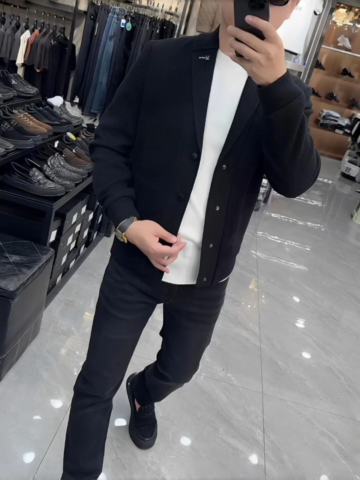 Faionable Casual Knitted Cardigan Jaet Men's Autumn New Sle Versatile Simple Busin Casual Trendy V-Ne Long Sve