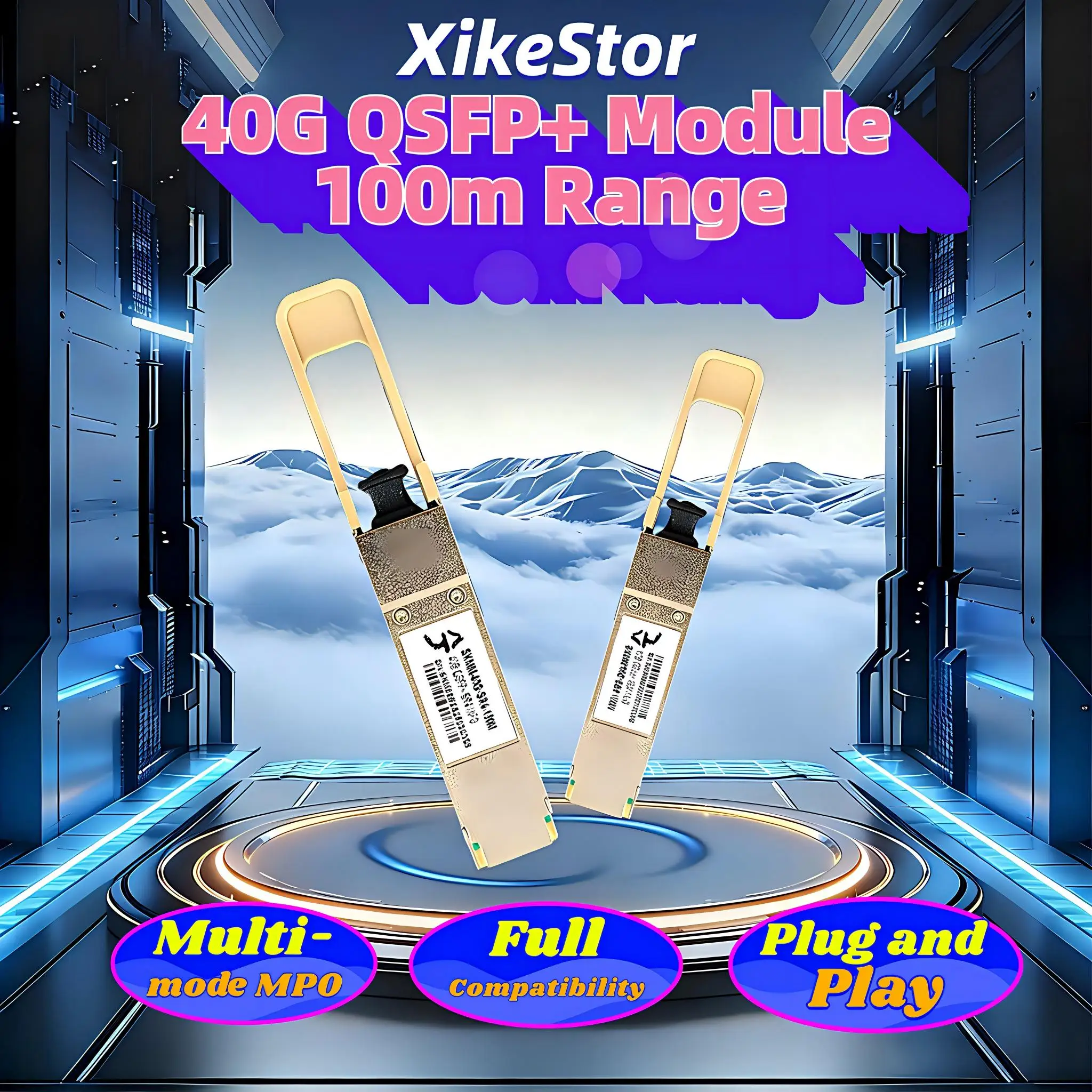 XikeStor 40G QSFP+ Multimode Optical Module MPO Interface 850nm 100m SR4 Transceiver for Switch Server NIC SKMM-40G-SR4-100M