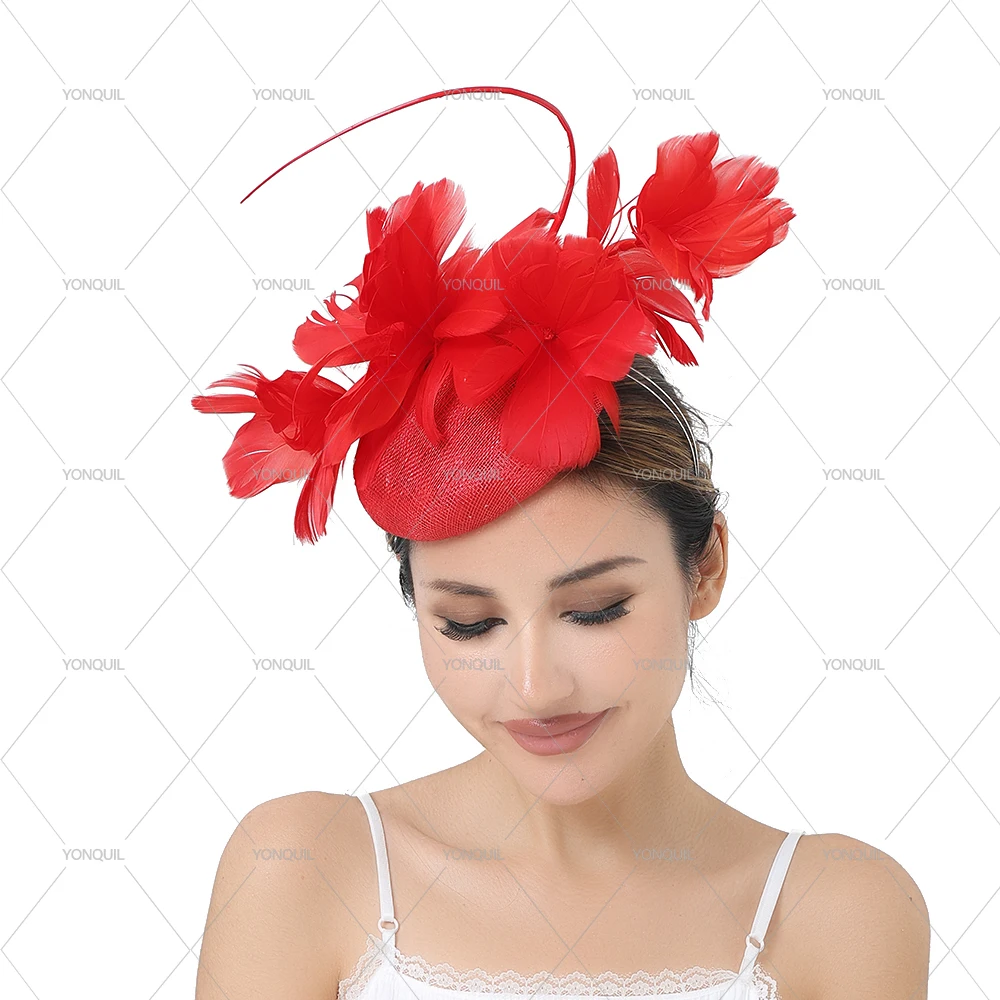 Women's High-Quality Sinamay Fascinator Hat Clip Church Cocktail Wedding Bride Hair Accessory Party Fedora Cap