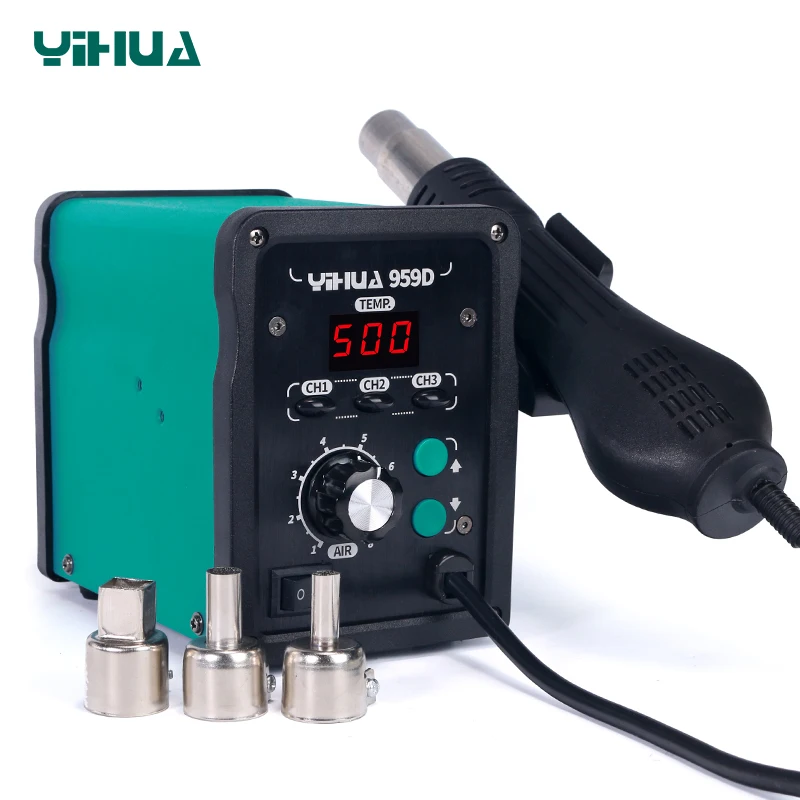 YIHUA 959D Intelligent lead-free spiral 700W hot air gun rework soldering station for mobile motherboard repairing