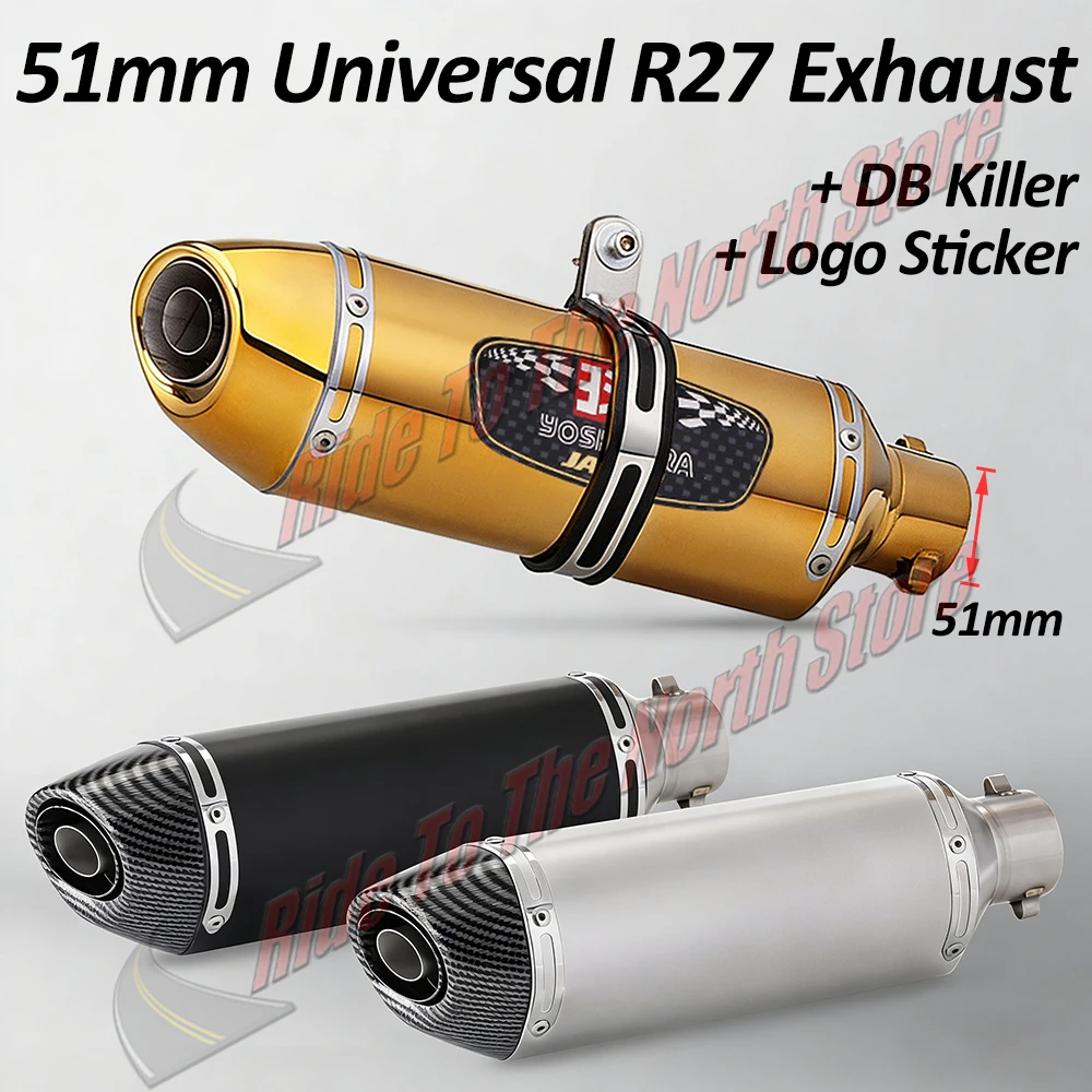 

Универсальный 51 мм Yoshi R27 мотоциклетный глушитель Escape с DB Killer для Yamaha Kawasaki Suzuki Honda ETC, модернизация выхлопной системы