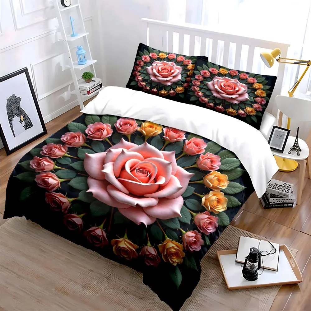 

Elegant Floral Set for Decoration Purposes kid's and adults' bedroom decor, Exquisite three-piece bedding set gift