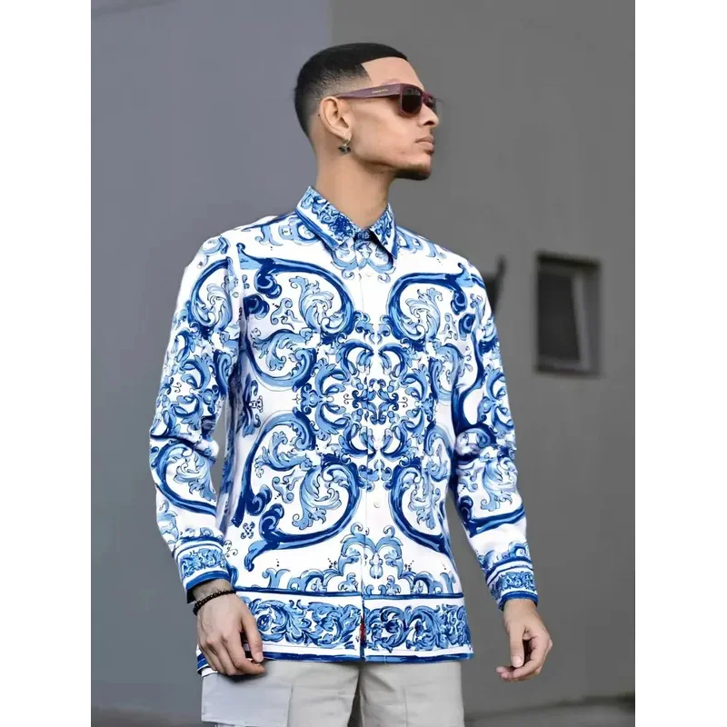 

Модные мужские рубашки 2025 года, популярный европейский дизайн, мужская одежда в стиле вечеринки, мужская одежда Camisas Masculino Ropa De Hombre