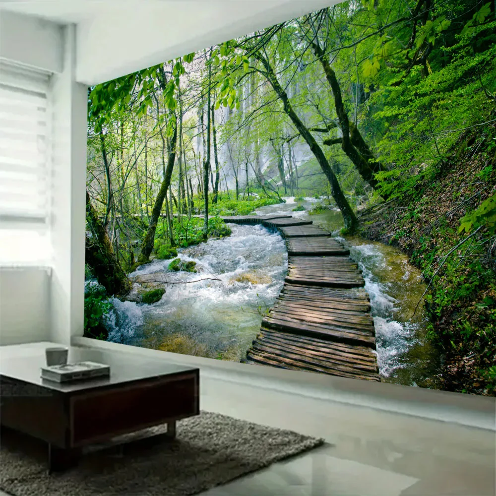 Natural Landscape Tapestry Wall Hanging Beach Picnic Rug - Camping Tent Sleeping Pad Home Decor Bed Sheet - Beautiful Scenic Des