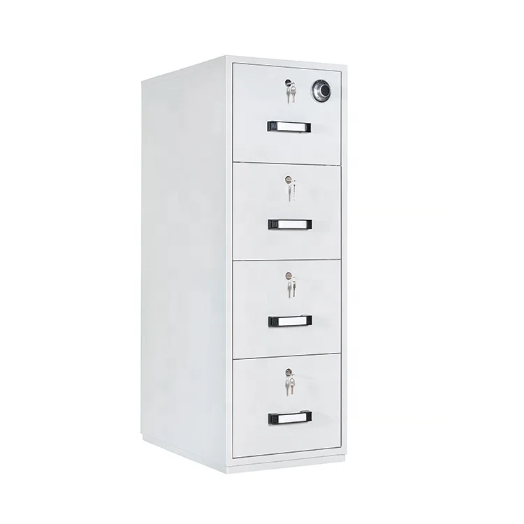 4 Drawer Fireproof Vertical Metal Filing Cabinet 1/2 Hour Fire Resistant File Keeping Office Safe Steel Drawer File Cabinet