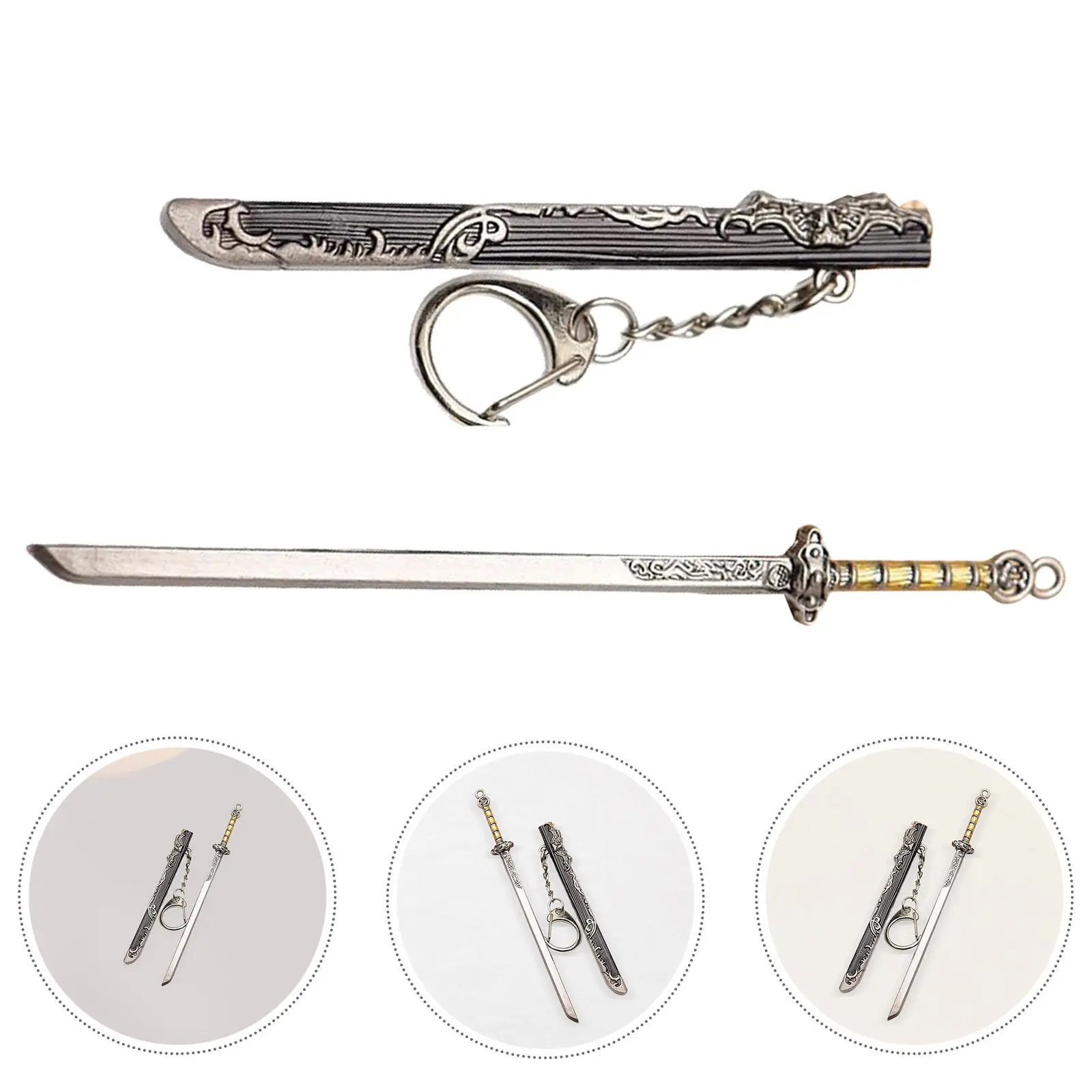 5Pcs Metal Sword Bookmarks Mini Katana 12Cm Pocket Size Page Marker Sword Keychain Accessories Mini Metal Bookmarks
