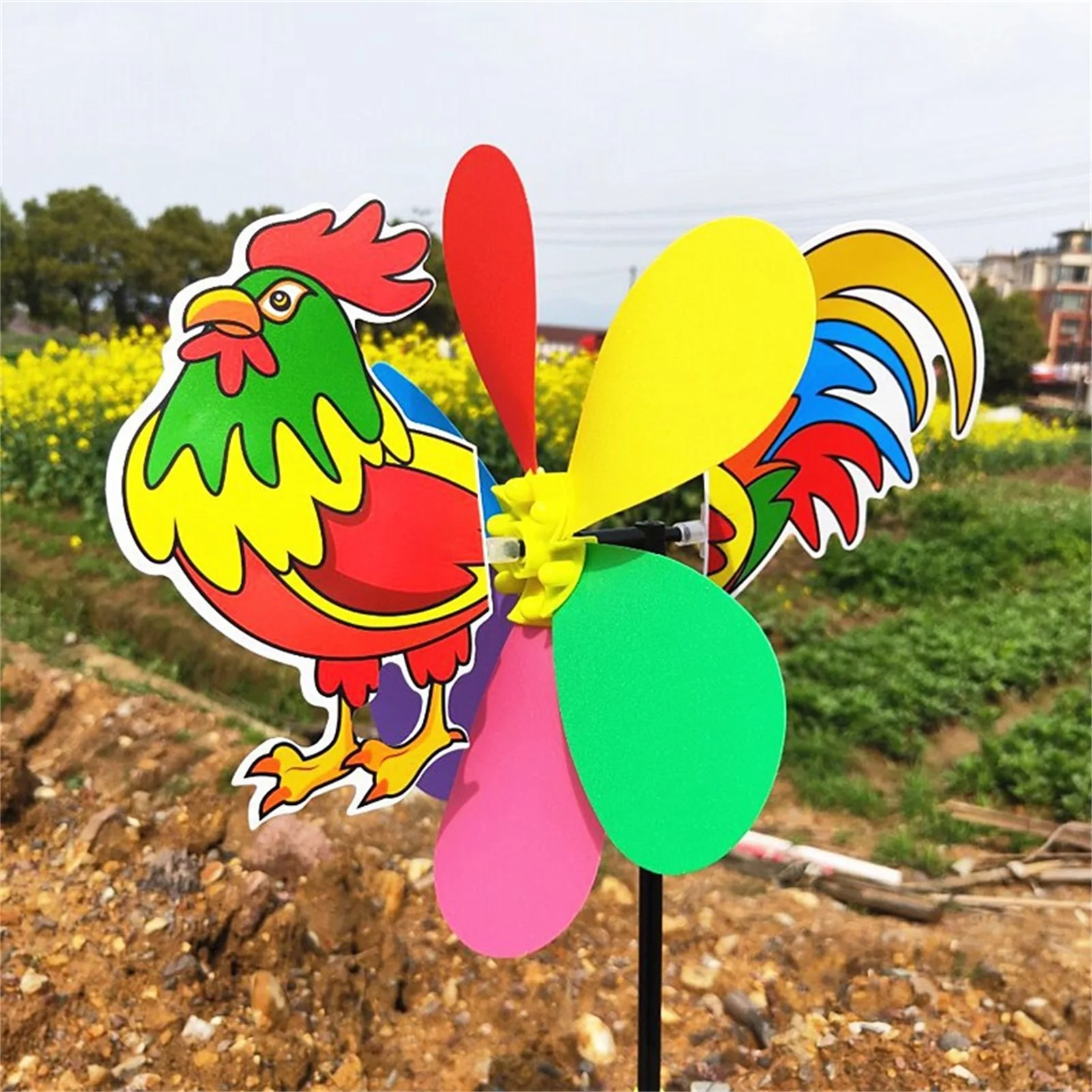 Molino de viento de animales de dibujos animados DIY, Spinner de viento de aspecto encantador para Patio trasero, decoración de granja de césped