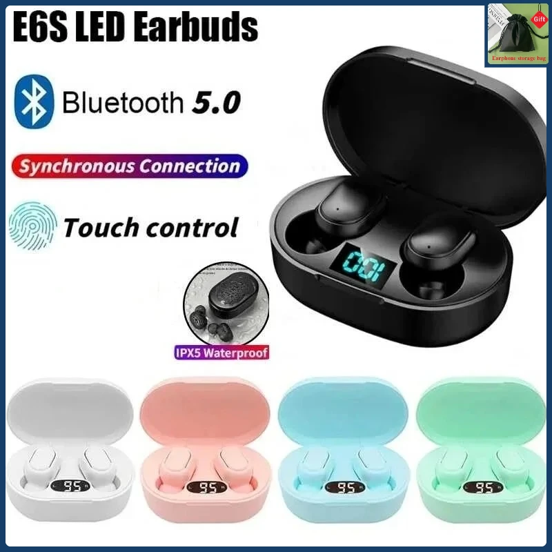 

TWS E6S Fone Bluetooth Earphones Wireless Bluetooth Headset Noise Cancelling Headset with Mic Headphones for Xiaomi Huawei Oppo