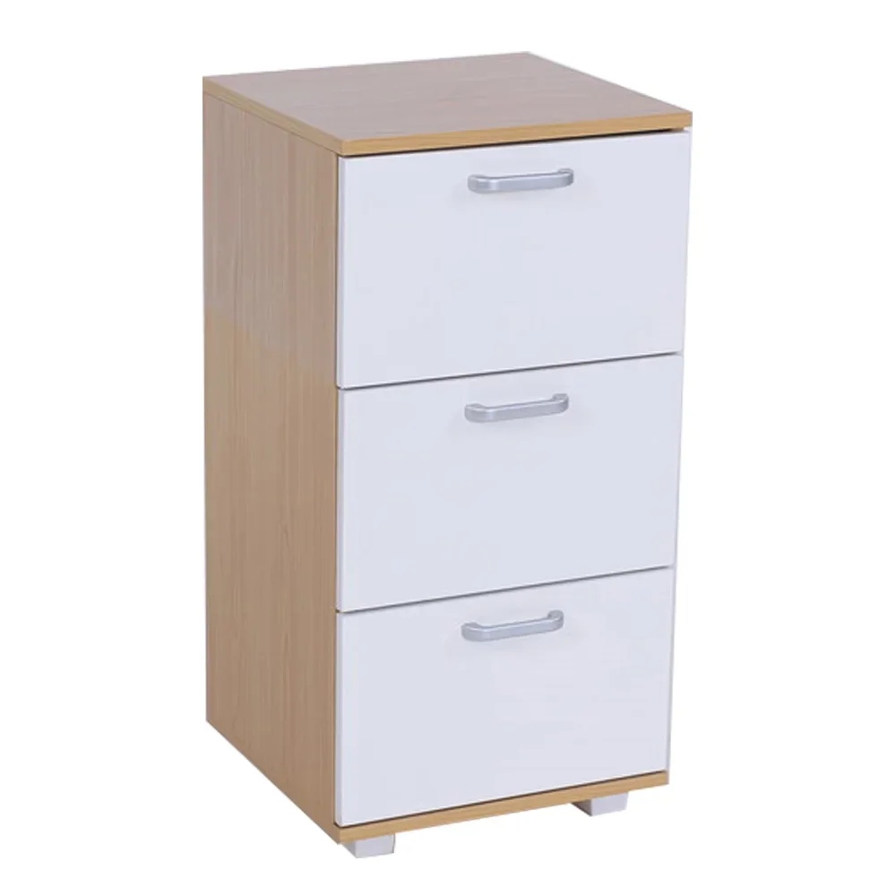 Wood Rolling Office File Drawer Storage Cabinet 3 Drawers Cabinet Under Desk