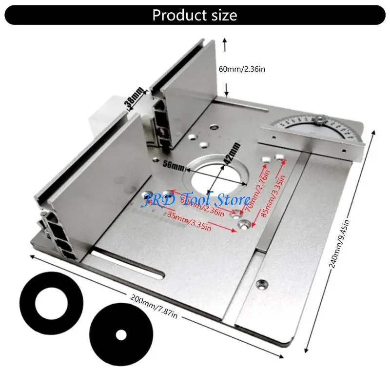 A2UD ALUMINUM ROUTER BANSERT Tấm Tấm chế biến gỗ Bộ định tuyến Tấm với hướng dẫn đo bằng máy đo MITER