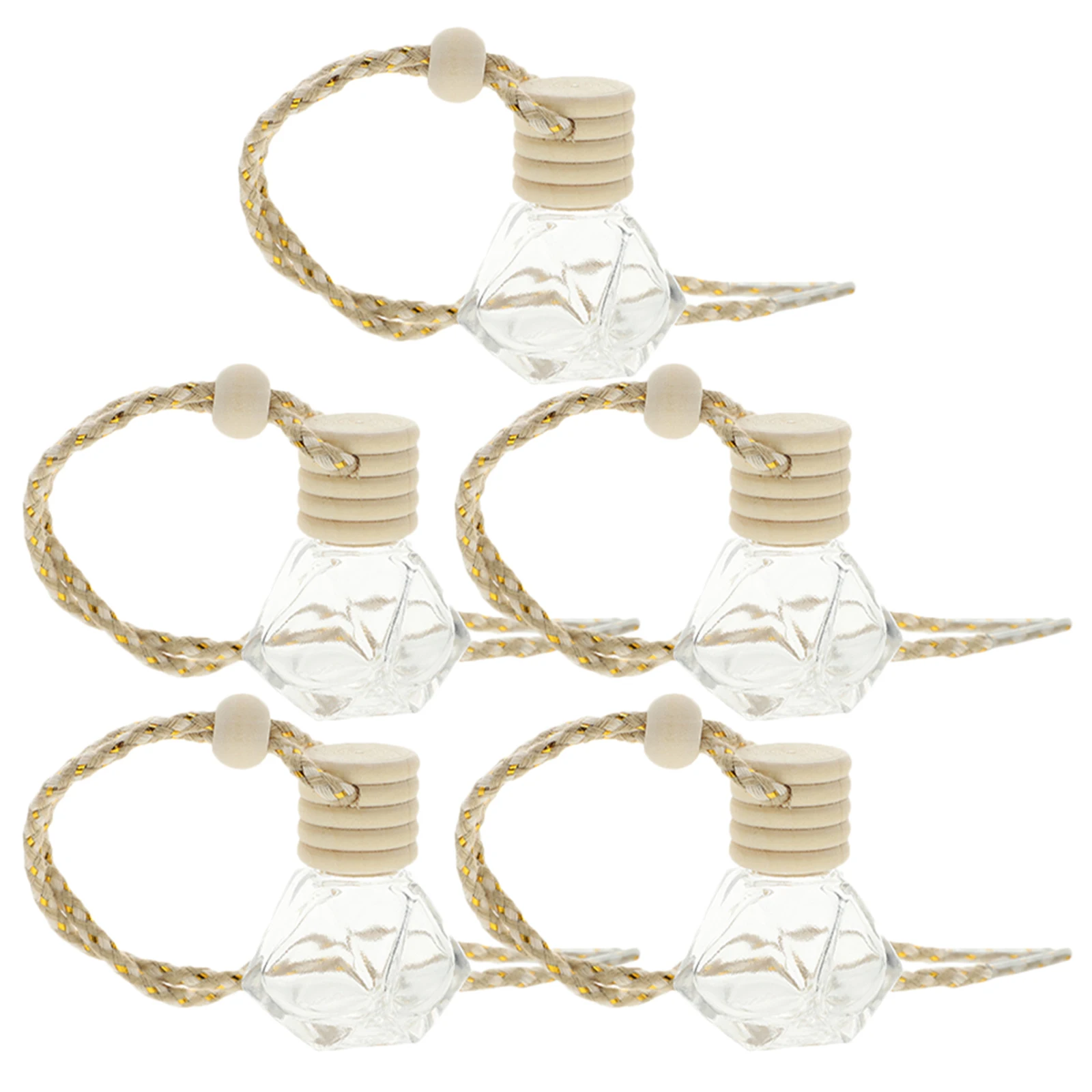 

5pcs Perfume Bottle Car Diffuser Essential Oil Container Reusable Hanging Aroma Glass Small Compact Practical