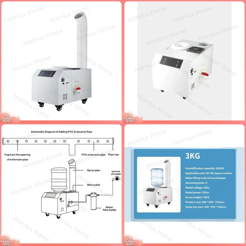 Industrial Ultrasonic Humidifier for Greenhouse Mushroom Growing 7kg/h Cold Mist Humidifier High Capacity Agricultural